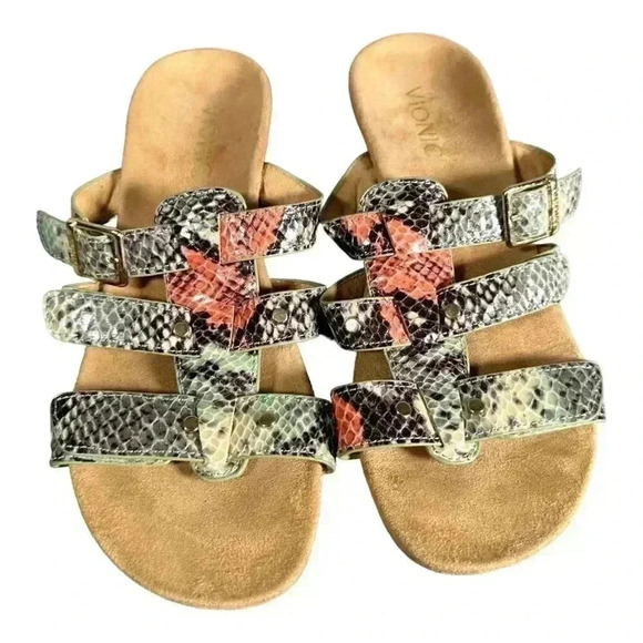 Vionic Radia Sandals Shoes Women's 6 Wedge Pink Snake Print Leather 37 - Picture 4 of 8
